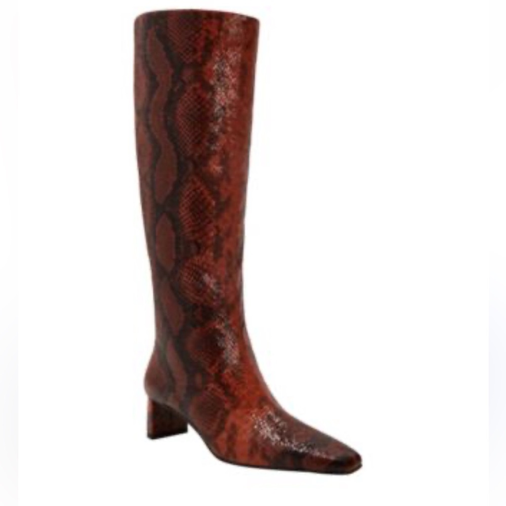 Katy Perry The Wandering Boot Snakeskin Rust Brown Square Toe Size 5.5 NWOB